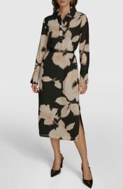 Donna Karan New York Floral Print Long Sleeve Shirtdress at Nordstrom