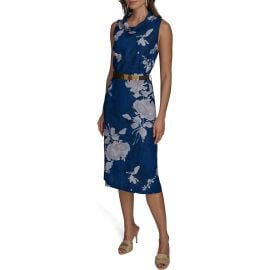 Donna Karan New York Floral Sleeveless Linen Blend Sheath Dress at Nordstrom