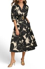 Donna Karan New York Floral Stretch Cotton Midi Shirtdress at Nordstrom