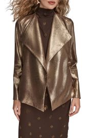 Donna Karan New York Flyaway Metallic Faux Leather Jacket at Nordstrom