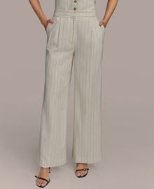 Donna Karan New York Linen-Blend Pinstripe Wide-Leg Pants Regular Petite Sizes - Macys at Macys