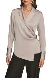 Donna Karan New York Pleated Wrap Front Silk Top at Nordstrom