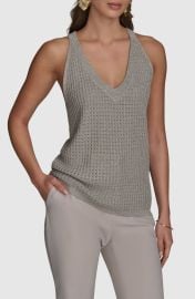 Donna Karan New York V-Neck Pointelle Sweater Tank at Nordstrom
