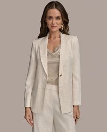 Donna Karan New York Women39s Linen-Blend Jacquard One-Button Blazer Regular amp Petite - Macy39s at Macys