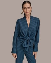 Donna Karan New York Women39s Tie-Front Pinstripe Blouse - Macy39s at Macys