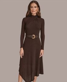 Donna Karan New York Women39s Twist Front Belted Sweater Dress - Macy39s at Macys