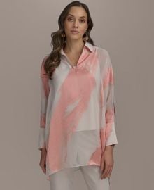 Donna Karan New York Womens Brushstroke Burnout Tunic - Macys at Macys