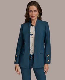 Donna Karan New York Womens Button-Sleeve Blazer Regular Petite - Macys at Macys