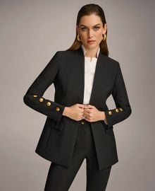 Donna Karan New York Womens Button Sleeve Blazer Regular Petite - Macys at Macys