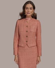 Donna Karan New York Womens Collarless Tweed Blazer - Macys at Macys
