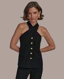Donna Karan New York Womens Halter Vest Regular Petite - Macys at Macys