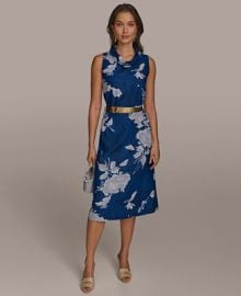 Donna Karan New York Womens Missy Cowl Neck Belted Sheath Dress - Macys at Macys