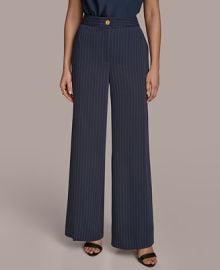 Donna Karan New York Womens Pinstripe Wide-Leg Pants - Macys at Macys