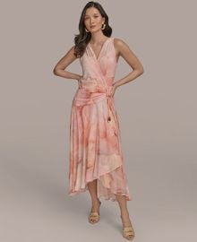 Donna Karan New York Womens Printed Ruched A-Line Dress - Macys at Macys