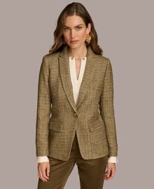 Donna Karan New York Womens Textured One-Button Jacket - Macys at Macys