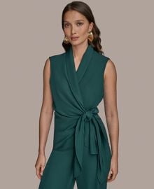 Donna Karan New York Womens Tie-Waist Wrap Top - Macys at Macys