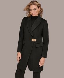Donna Karan New York Womenx27s Buttoned Notch Collared Coat - Macyx27s at Macys
