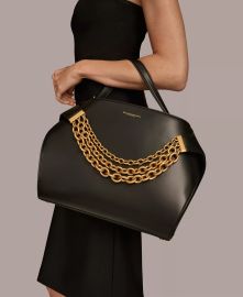 Donna Karan Plandome Chain Top Handle Leather Satchel at Macys