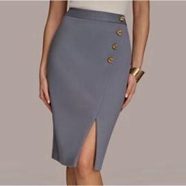 Donna Karan Skirts Donna Karan Blue Pencil Wrap Skirt Poshmark at Poshmark