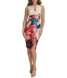 Donna Karan Split V-Neck Floral Print Sheath Dress Dillardx27s at Dillards