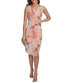 Donna Karan V-Neck Sleeveless Faux Wrap Dress Dillardx27s at Dillards