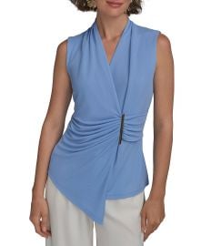 Donna Karan V-Neck Sleeveless Faux Wrap Top Dillardx27s at Dillards