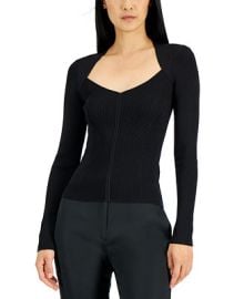 Donna Karan Womens Ribbed Sweetheart Sweater Reviews - Sweaters - Women - Macys at Macys