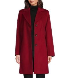 Donna Karan Wool Blend Notch Collar Button Front Single Breasted Reefer Coat Dillardx27s at Dillards