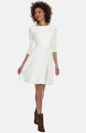 Donna Morgan Chevron Jacquard Knit Fit and Flare Dress in White at Nordstrom