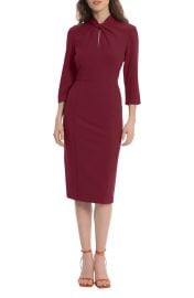 Donna Morgan Crepe Three Quarter Sleeve Sheath Dress in Aressting Burgundy at Nordstrom Rack