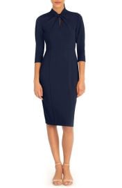 Donna Morgan Crepe Three Quarter Sleeve Sheath Dress in Twilight Navy at Nordstrom Rack