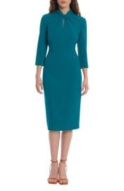 Donna Morgan Crepe Three quarter Sleeve Sheath Dress In Ocean Depths at Nordstrom Rack