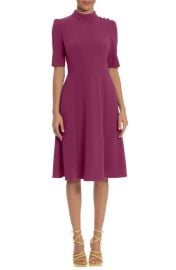 Donna Morgan Mock Neck Button Shoulder Dress in Raspberry Radiance at Nordstrom Rack