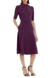 Donna Morgan Mock Neck Button Shoulder Dress in Raspberry Radiance at Nordstrom Rack