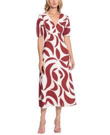 Donna Morgan Printed Open-Back V-Neck Midi Dress - Macys at Macys