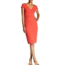 Donna Morgan Sheath Stretch Dress Orange Cap Sleeve Knee Length Size US 4 UK 8 eBay at eBay