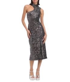 Donna Morgan Stretch Sequin Mock Neck Chest Cut-Out Sleeveless Midi Sheath Dress Dillardx27s at Dillards