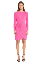 Donna Morgan Women's Long Sleeve Ruching Electric Pink Neon size 4 at eBay