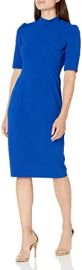 Donna Morgan Women39s Stretch Crepe Buttoned Shoulder Sheath Dress at  Womens Clothing store at Amazon