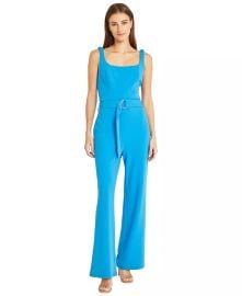 Donna Morgan Womens Square-Neck Belted Jumpsuit - Macys at Macys