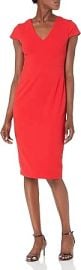 Donna Morgan Womenx27s Cap Sleeve Stretch Crepe Sheath Dress at Womens Clothing store at Amazon