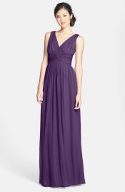 Donna Morgan and39Julieand39 Twist-Waist Silk Chiffon Gown in amethyst at Nordstrom