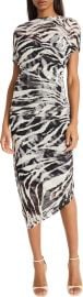 Donna Morgan for Maggy Asymmetric Ruched Midi Dress at Nordstrom Rack