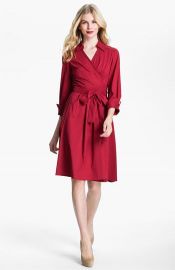 Donna Ricco Collared Fit   Flare Wrap Dress in red at Nordstrom