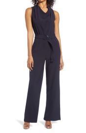 Donna Ricco Cowl Neck Jumpsuit with Belt at Nordstrom