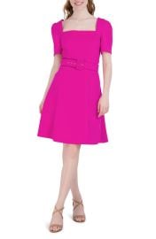 Donna Ricco Square Neck Belted Fit Flare Dress at Nordstrom