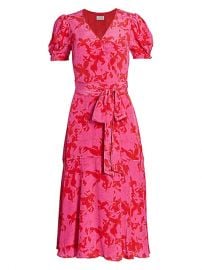 Dorothy Silk-Printed Puff-Sleeve Midi Dress at Saks Fifth Avenue