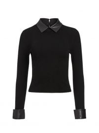 Dory Faux Leather Detail Sweater by Alice  Olivia at Alice and Olivia