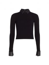 Dory Faux Leather Detail Sweater by Alice  Olivia at Saks Fifth Avenue