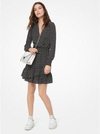 Dot Crepe Ruffled Dress by MICHAEL Michael Kors at Michael Kors